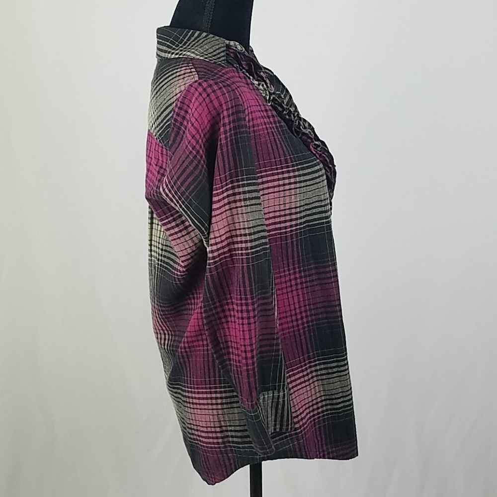 Joie women S "Fara" plaid tuxedo shirt flannel - Picture 5 of 7